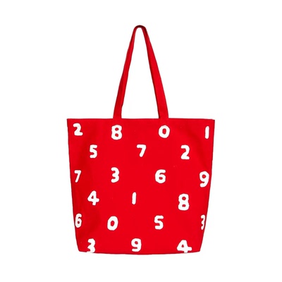日本潮牌京都帆布数字印花单肩斜挎手提包女针织包包收纳包托特包