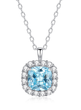 蓝色方糖小糖豆吊坠锁骨链精致