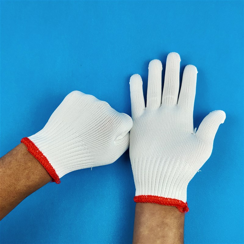 线手套棉线耐磨劳保手套加厚尼龙手套工地防护白手套干活劳动手套