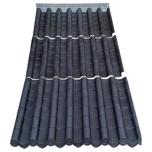 拼接2mm新中式仿古屋檐树脂瓦庭院厂房屋顶装饰一体瓦塑料琉璃瓦