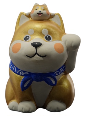 日本龙虎作柴犬摆件招财狗摆件