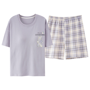 特大码5XL胖妹妹纯棉睡衣女夏季加肥加大码200斤短袖短裤大号宽松