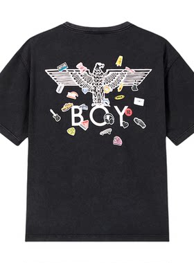 BOYLONDON2026夏季新款可爱图案纯棉短袖男女款休闲T恤N01016