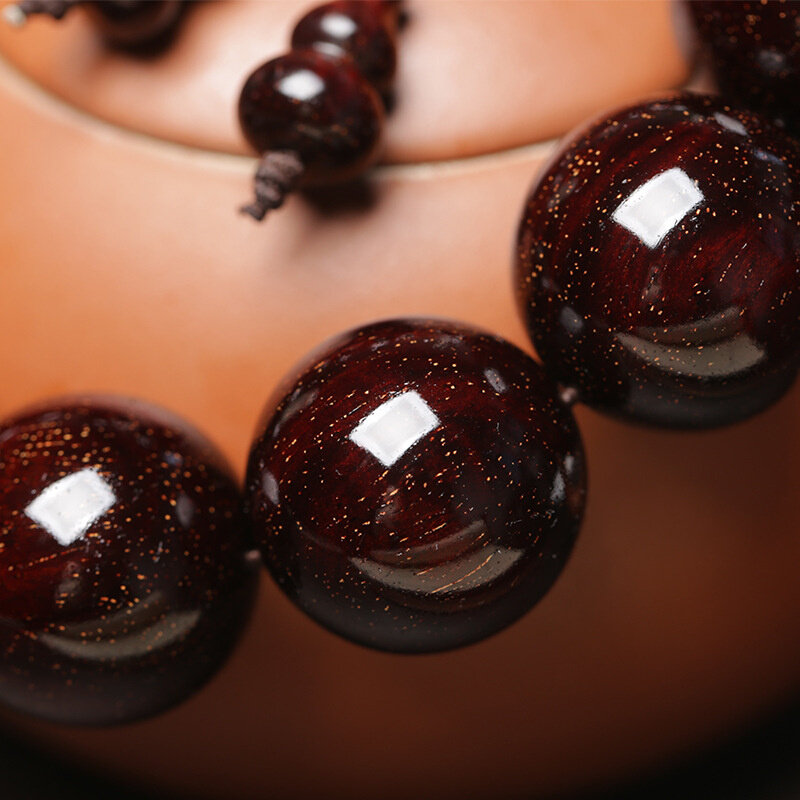 。唐域印度小叶紫檀手串满金星老料佛珠男女款檀木念珠手链设慎