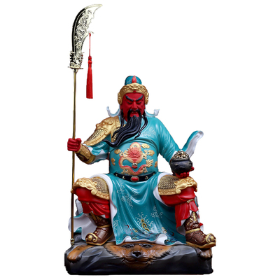 陶瓷彩绘关公佛像关二爷像摆件