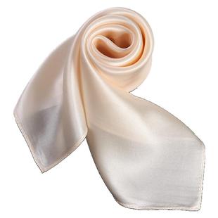 6A级杭州丝绸100%桑蚕丝小方巾米乳黄色围巾小围脖春秋冬保暖丝巾