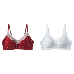 草本初色碎花内衣女士无痕美背收副乳红色本命年蕾丝聚拢文胸-SC