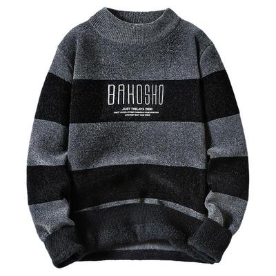 一体绒毛衣男冬季加绒加厚针织衫