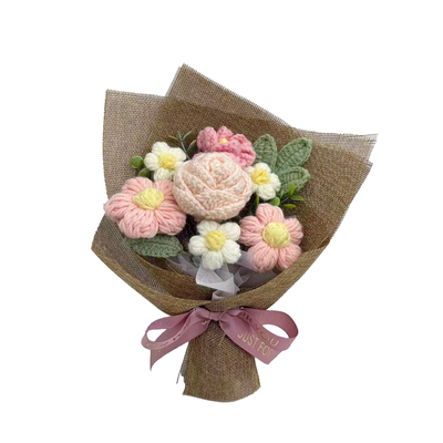 毛线手工玫瑰花束成品礼盒