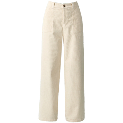 春四季米白色灯芯绒阔腿裤女裤