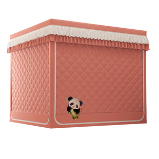 2025新款冬季夹棉保暖遮光帘坐床蚊帐家用卧室三开门1.8m床幔纹帐