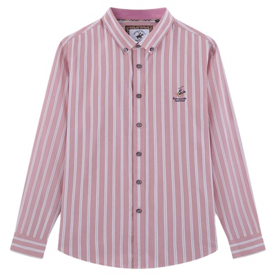 【透气柔软】比华利保罗2026春季男士长袖衬衫翻领休闲条纹