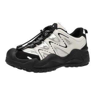 厚底内增高户外徒步登山鞋女小码313233网面休闲运动鞋透气老爹鞋