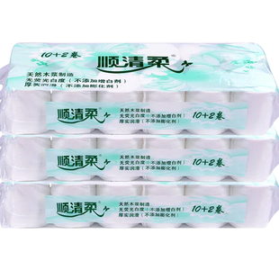 东顺清柔 实芯无芯卫生卷纸5层5400g 36卷家用厕纸手纸巾 3提包邮