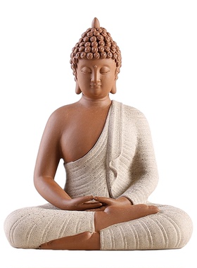 禅意如来佛释迦摩尼像摆件摆件陶瓷佛像阿弥陀佛药师佛三宝佛坐像