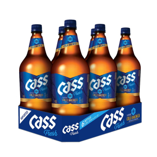 韩国原装进口cass凯狮啤酒原味1.6L*6瓶/箱 大瓶炸鸡特惠装包邮