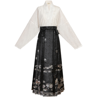 桔屿汉服女【石榴登科】明制新中式织金马面裙改良日常飞机袖春夏