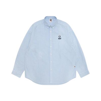 Aape小标徽章休闲条纹长袖衬衫