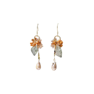 【三秋桂子】Missing原创桂花橘绿色系流苏温柔复古手作耳饰耳夹