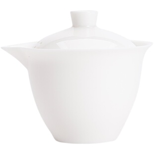 德化羊脂玉白瓷二才盖碗大号手抓壶不烫手陶瓷中式功夫茶具泡茶碗