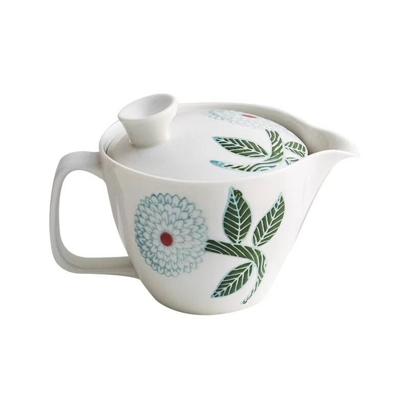 日本进口手绘大丽花茶具套装茶壶