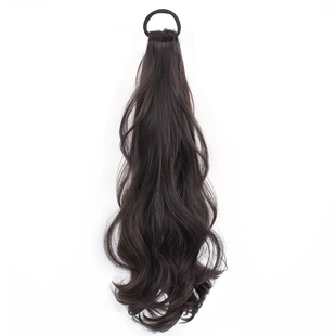 假发马尾辫子女长发慵懒仿真发绑带式皮筋低扎自然微卷假马尾辫子