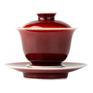 三勤堂景德镇郎红窑釉功夫茶具套装陶瓷功夫茶杯高档盖碗2025新款