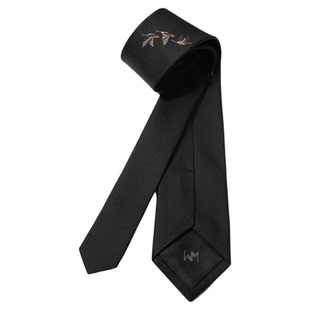 WILLIAM MILTON国潮雁字书刺绣桑蚕丝手打领带男士轻奢正装礼盒