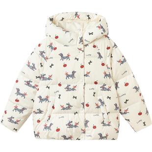 巴拉巴拉女童羽绒服中大童红色拜年服秋冬季新款童装儿童外套加厚