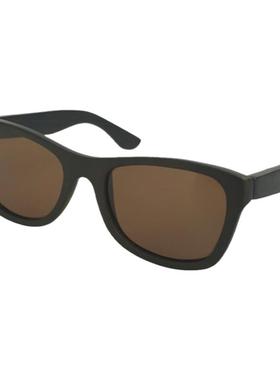 黑色竹子镜框太阳眼镜 茶色偏光镜片竹制墨镜