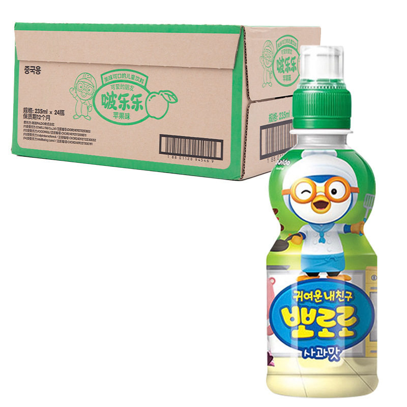 韩国进口Pororo啵乐乐儿童饮料235ml*24瓶 啵啵乐热带水果味饮料