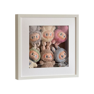 拉布布labubu展示盒壁挂式搪胶挂件公仔防尘保护罩潮玩玩具收纳架