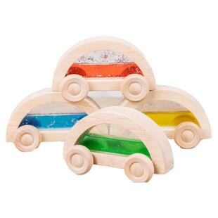 蒙氏感官积木一岁宝宝玩具新款彩色水透光木制儿童小车玩具