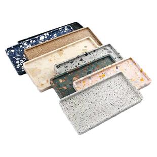 水磨石砧板盘子卫浴收纳盘摄影家用轻奢大理石托盘水杯护肤品酒店