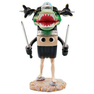 外国AI山海经鳄鱼轰炸机咖啡忍者融合怪手办摆件模型儿童玩具公仔