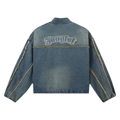 丛林老虎哥特字母贴布绣牛仔外套