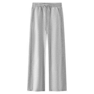 森马休闲裤女冬发热抽绳卫裤黑色宽松2025新款裤子阔腿裤320G加厚