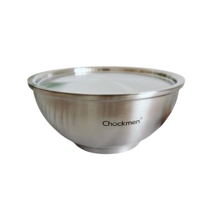 Chockmen 18-10不锈钢双层带盖碗宝宝吃饭碗儿童防烫汤碗家用中号