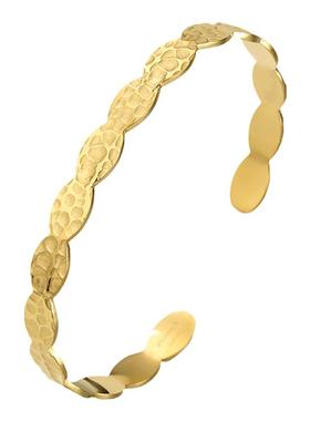 法国锤纹钛钢镀金ins高级感手环