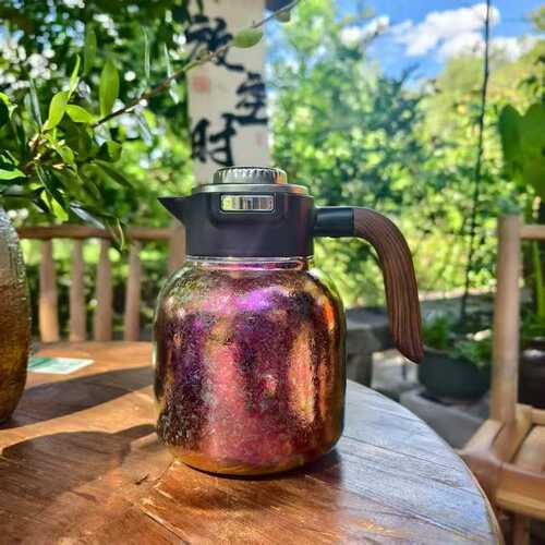 新款纯钛焖茶壶机械显温大容量保温壶白茶闷泡壶高档商务礼品钛壶