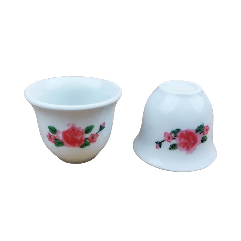 景德镇老式红花酒杯家用白酒杯
