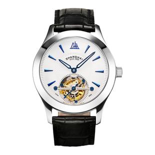 上海手表致敬系列复古镂空贝壳葵扇陀飞轮男手动机械表国产正品