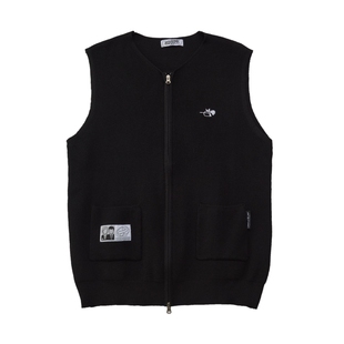 LoverLab刺绣马甲男日系复古背心简约坎肩小马夹百搭无袖外套男潮