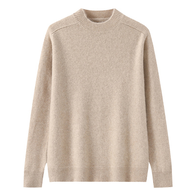 七针双股加厚纯羊毛半高领男毛衣