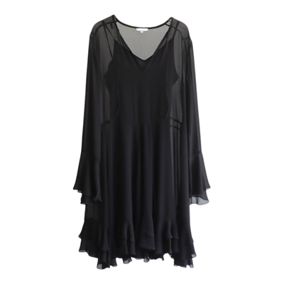 法式设计感荷叶花边拼接连衣裙