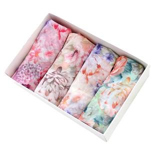 4条富妮来中青年女士网纱内裤凉爽透气性感蕾丝边中腰大码平角裤