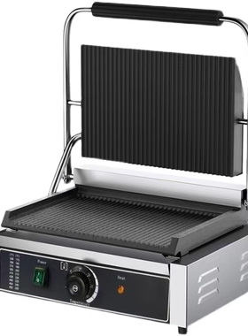 商用电扒炉压板扒炉牛扒机煎鱿鱼鸡排加宽三文治panini帕尼尼110V