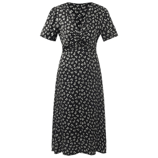 歌莉娅蝴蝶碎花裙v领连衣裙女夏装显瘦气质长裙礼服裙子1A6H4KAKA