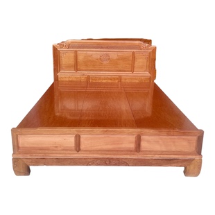 进口菠萝格木床红木双人大床结婚床全实木原木新中式1.8米主卧室