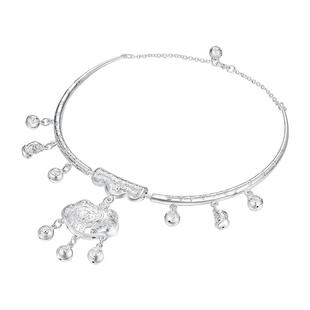 周大生足银岁岁常乐宝宝项圈儿童平安长命锁婴儿出生满月周岁礼物